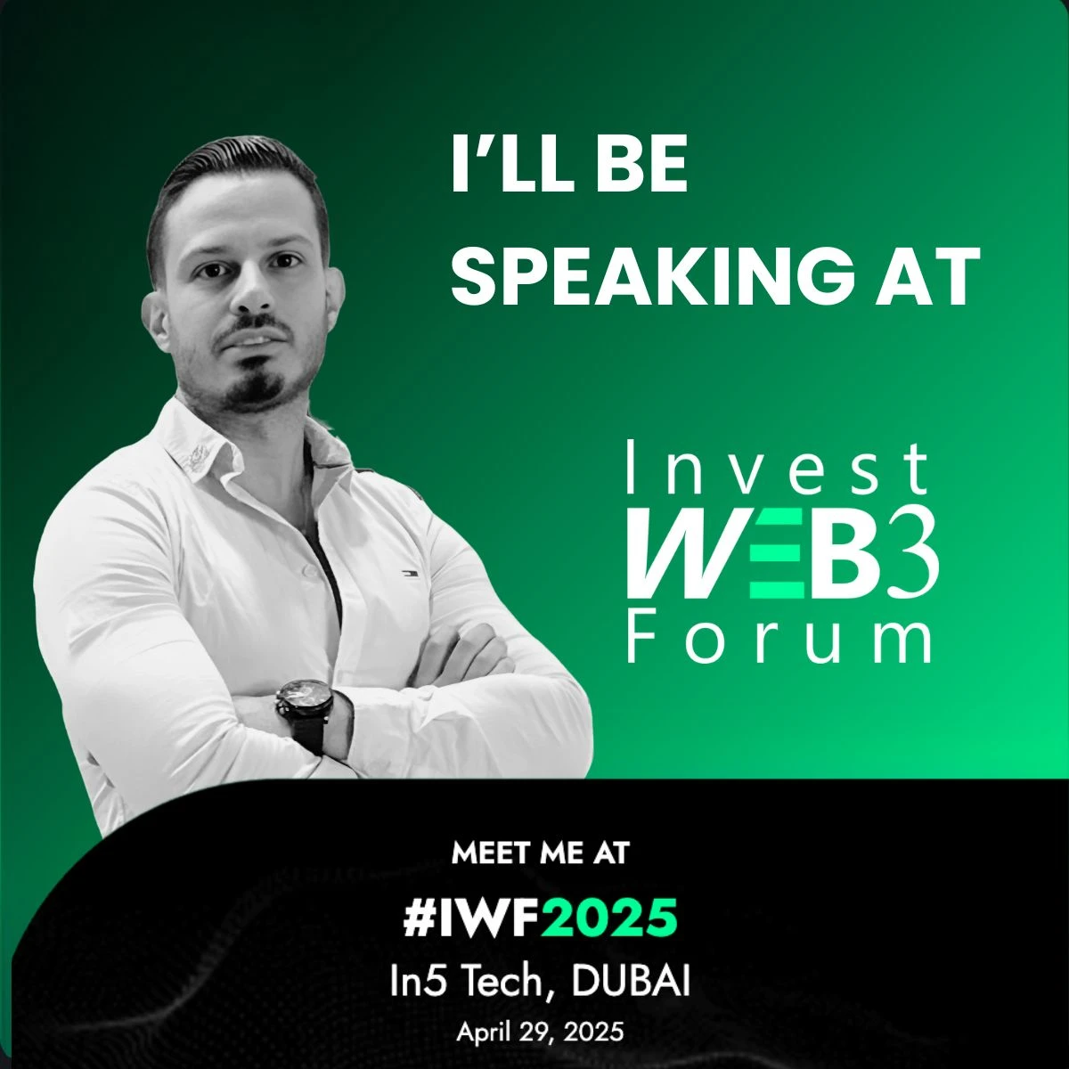 Bassel Assaad speaking at Invest Web3 Forum, In5 Tech, Dubai, April 2025