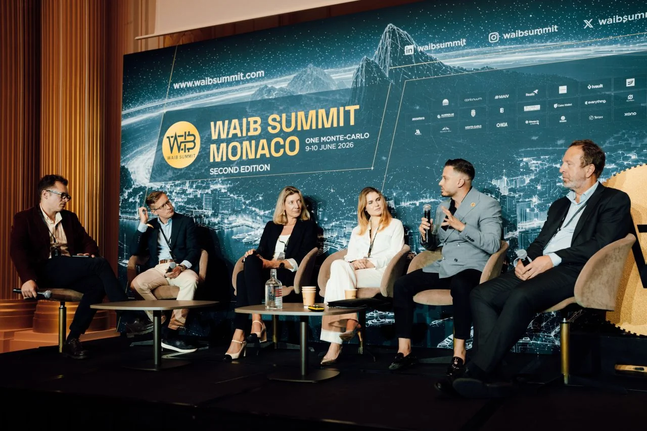 Bassel Assaad on stage at WAIB Summit Monaco 2026, on the panel Building Trust, Regulation, and Jurisdiction in the Age of AI and Digital Assets, One Monte-Carlo, 9 to 10 June 2026